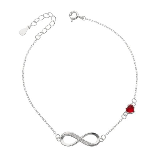 Pulsera Infinito Circones Corazón Cristal Rojo